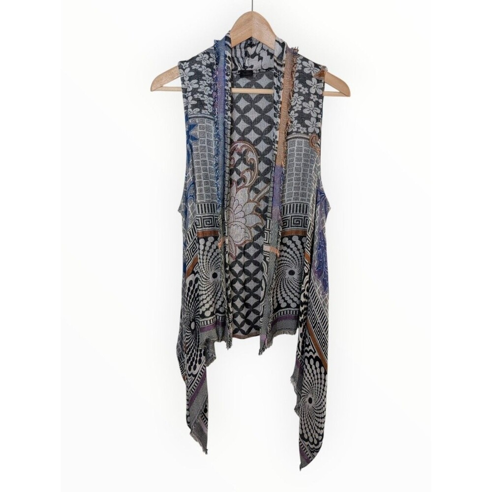 Raj Womens Boho Open-Front Vest Multicolor One Size Festival